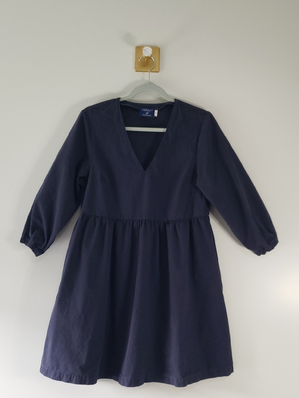 United By Blue Impact Oraganic Cotton Mini Dress Small Navy Blue Pockets V-neck